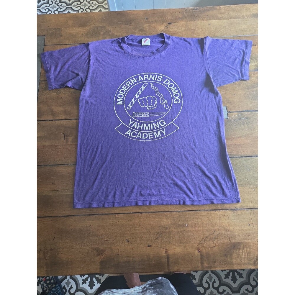 90s jerzees single stitch L shirt filipino martial arts fma t shirt purple tee